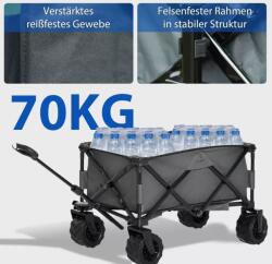  Összecsukható kézikocsi, 360° ban forgatható kerti kocsi, sötétszürke