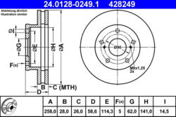 ATE Disc frana ATE 24.0128-0249.1 (24.0128-0249.1) - turbochic