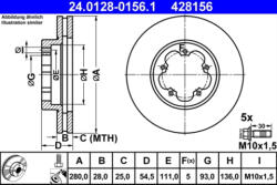 ATE Disc frana ATE 24.0128-0156.1 (24.0128-0156.1) - turbochic