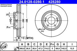ATE Disc frana ATE 24.0128-0280.1 (24.0128-0280.1) - turbochic