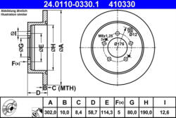 ATE Disc frana ATE 24.0110-0330.1 (24.0110-0330.1) - turbochic