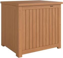 Outsunny Kültéri Tároló láda 130L Fedéllel, Zsanérokkal és Szíjjal, Fából, 63x51x58, 5 cm, Barna