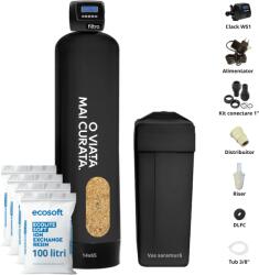 FILTRO Stație dedurizare automată, Clack WS1 PROSOFT, rășină Ecolite S, valvă volumetrică premium, tank simplex 14x65, debit 5.0 m3/oră, 100 litri de rășină (CLACK-WS1-1465-ECOLITES)