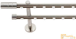  (5 szín 5 méret) Dupla fém belső sínes rúdkarnis szett Modern oldalfali szereléssel Ø19 mm - Inox -200cm