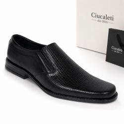 Ciucaleti LUX Pantofi bărbați negri din piele naturală, slip-on eleganți cu textură fină și aspect modern PB2265ELN, marimea 40
