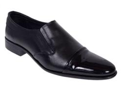 Ciucaleti LUX Pantofi bărbați negri din piele naturala, fără șiret, cu vârf lăcuit și design elegant - 818MODN, marimea 39
