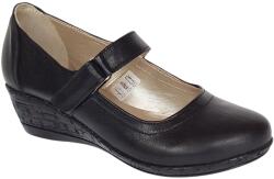 Ciucaleti Pantofi dama casual negri din piele naturala cu bareta P38NTPN
