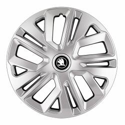 AutoHelix MSA Set 4 Capace Roti 14 inchi (R14) Raven Gri Compatibile Cu Skoda Alb Negru (18962)