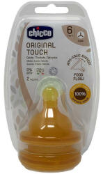 Chicco Set 2 tetine anticolici din latex Chicco Original Touch, flux pentru terci, de la 6 luni (8058664121892)