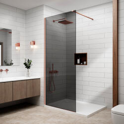  Bergen Walk-in . ||. Rose Gold zuhanyfal, füstüveggel 80, 200cm, 6mm, NANO (WDSR-8D00)