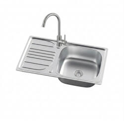  Melanstar HD7643S Cseptálcás Konyhai Mosogatótálca és Cook Állló Mosogató Csaptelep Szett - Inox, Szifonnal (HD7643S-HD2861)