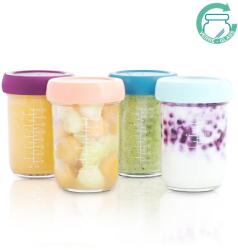 Babymoov üvegtál fedővel 160 ml - 4 db-os készlet