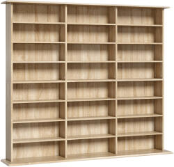 HOMCOM Mobilier depozitare 1 032 CD-uri / 594 DVD-uri, raft multimedia, 24 compartimente și 18 rafturi ajustabile, stejar | Aosom Romania (836-681V81AK)