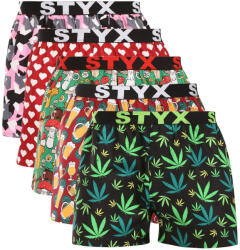 Styx 5PACK férfi bő szárú boxeralsó Styx art sportos gumi több színű (5B1858901) XL - pepita