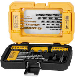 Strend Pro Fúrószárkészlet és bitkészlet, Strend Pro, 35 db, fémfúrószárak, betonfúrószárak, fafúrószárak, hengeres, HSS bevonat, PZ, lapos, TX bitek (TC4200939)