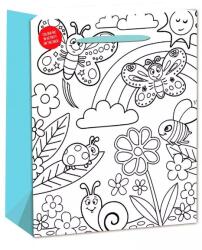 QX Pungă cadou colorabilă cu fluturi - 26 x 32 cm (351107)