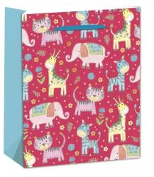 QX Pungă cadou roșie cu model de animale de companie, 31 x 42 cm (351015)