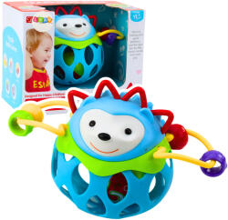 LEAN Toys Kék sün jellegű rágóka és csörgő labda (22793)