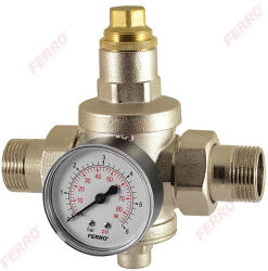 FERRO Nyomáscsökkentő szelep 3/4"manométerrel, RC20M