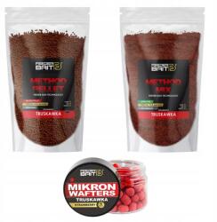 Feeder Bait szett Eper Method Mix Pellet 2mm Mikron Wafters 4/6mm (ZestawTruskawka1)