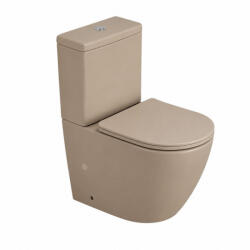  Perla Rimless Monoblokk WC - tartállyal | Duroplast Soft Close ülőkével | Alsó és hátsó kifolyású - Vario kivitel | Capuccino színben (MBL200MC)