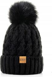 Redess téli sapka beanie fekete, univerzális méret (czapka zimowa z pomponem z podszewką z polaru)