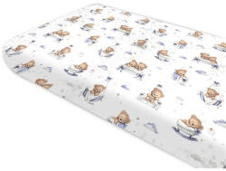  Baby Shop 60*120 cm pamut, gumis lepedő - Mackó álom kék