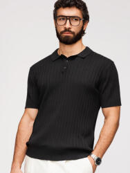 Ombre Clothing Мъжка поло риза SLIM FIT от вискоза с вертикални райета - черна V1 OM-POSS-0169 Ombre Clothing Ombre Clothing | Cheren | МЪЖЕ | XL
