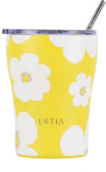 Estia Home Art Coffee Mug Save The Aegean Pahar Termos Oțel Inoxidabil Fără BPA 350ml Galben Daisy cu Pai 01-49041 (01-49041)