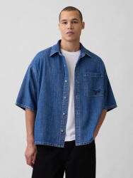 GAP Cămașă Denim cu Mâneca Scurtă în Croială Largă Medium Indigo 893804001 (893804001)