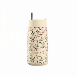 Estia Home Art Lens Save The Aegean Pahar Termos Oțel Inoxidabil Fără BPA 360ml Bloom Beige cu Pai 01-42912 (01-42912)