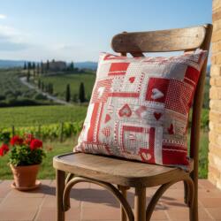 MONDO ITALIA Pamut párnahuzat piros patchwork