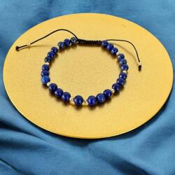 Ezera Bratara snur barbati Arcas din Lapis Lazuli cu accesorii din argint placat cu aur (BBARC6MM)