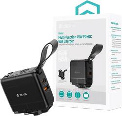 DEVIA Global hálózati gyorstöltő utazó adapter, 45W, CN/JP/US/EU/UK/AU, fekete (ST130814) (ST130814)