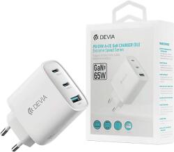 DEVIA Extreme Speed Series GaN hálózati gyorstöltő adapter, PD 65W, 2xUSB-C, USB-A, fehér (ST111615) (ST111615)