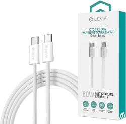 DEVIA Smart Series USB-C adat és töltőkábel, PD 60W, 1m, fehér (ST399381) (ST399381)