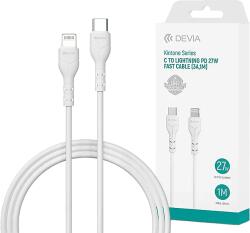 DEVIA Kintone Series USB-C Lightning adat és töltőkábel, PD 27W, 1m, fehér (ST394584) (ST394584)