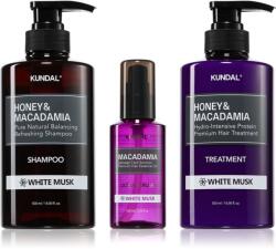KUNDAL Honey & Macadamia White Musk szett száraz és sérült hajra