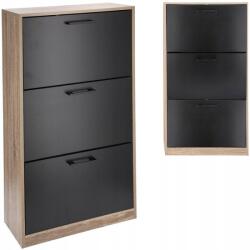 JUMI Forgácslap cipősszekrény furnérral 113x24x60 fekete 41239 (CM-316041)