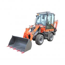  Buldoexcavator articulat compact 2.8T, motor diesel 50CP, cupa frontala si brat excavare spate THOR