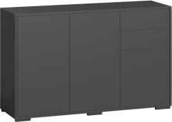 HOMCOM Bufet mobilier de depozitare 2 sertare culisante 3 uși poliță reglabilă panouri aglomerate 117 x 36 x 74 cm negru | Aosom Romania (838-077V90BK) Bufet