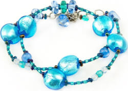 Millefiori Bratara pentru femei, din sticla de Murano, Jasmine, Turcoaz (PXN-F16)