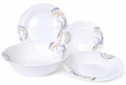 Luminarc Tacamuri Opal New, Portelan, Rotund, Model Floare Roz-Gri, 19 Bucati, Luminarc (MRK-222003) Tacam