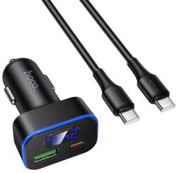 hoco. Autós töltő USB A + USB C PD QC3.0 48W + USB C-C kábel Z63B fekete