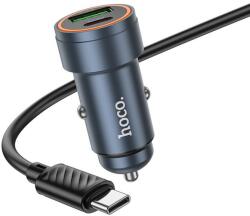 hoco. autós töltő USB A + USB C QC3.0 PD 30W + USB C - USB C kábel Z57A fekete