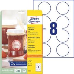 Avery-Zweckform Etichete rotunde Avery 65 mm, 10 coli, albe