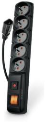 PremiumCord Cablu Acar F5 IEC 5m, 5 prize, protecție la supratensiune, C14 pentru UPS, negru ppacarf5-5iec