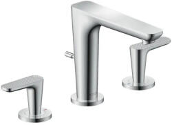 Hansgrohe Citterio C, Cubic Cut kialakítás, Mosdócsaptelep leeresztővel, 3 nyílásos beépítés, EcoSmart, króm 49061000 (49061000)
