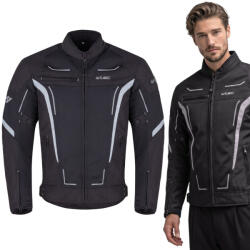  Férfi motoros kabát W-TEC Mirelio, kivehető rugalmas CE-védők, AirVent rendszer, tartós Maxdura® anyag, légáteresztő hálós bélés fekete-szürke 6XL
