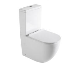 OPTIMO monoblokk WC - tartállyal | Rimless - perem nélküli kivitel | Duroplast Soft Close ülőkével | Hátsó kifolyású - Baltik kivitel | Fényes fehér (MBF001)